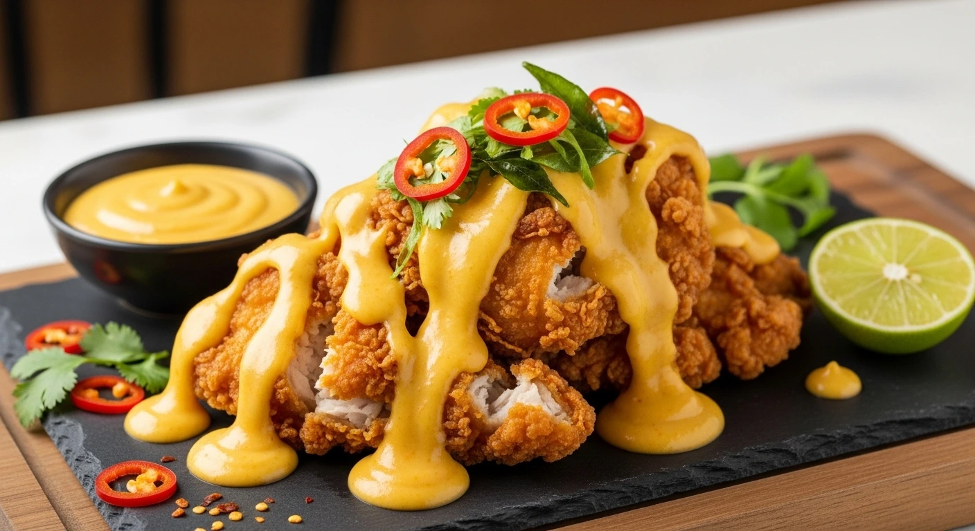 Ayam Geprek Saus Telur Asin