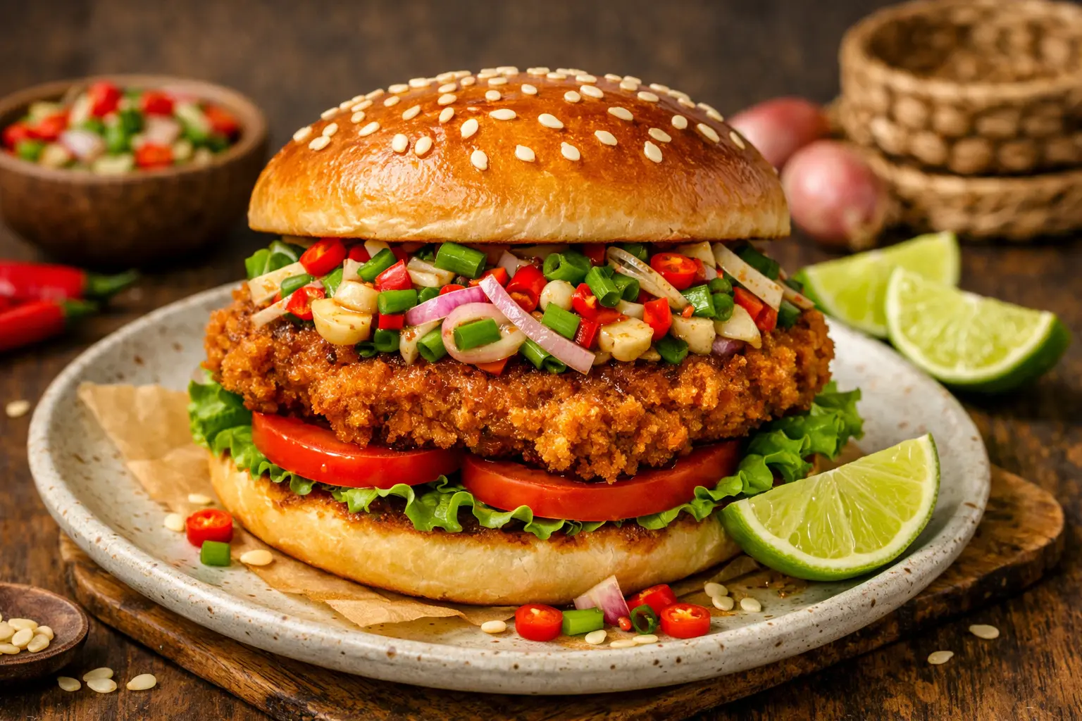 Burger Tempe Katsu Sambal Matah