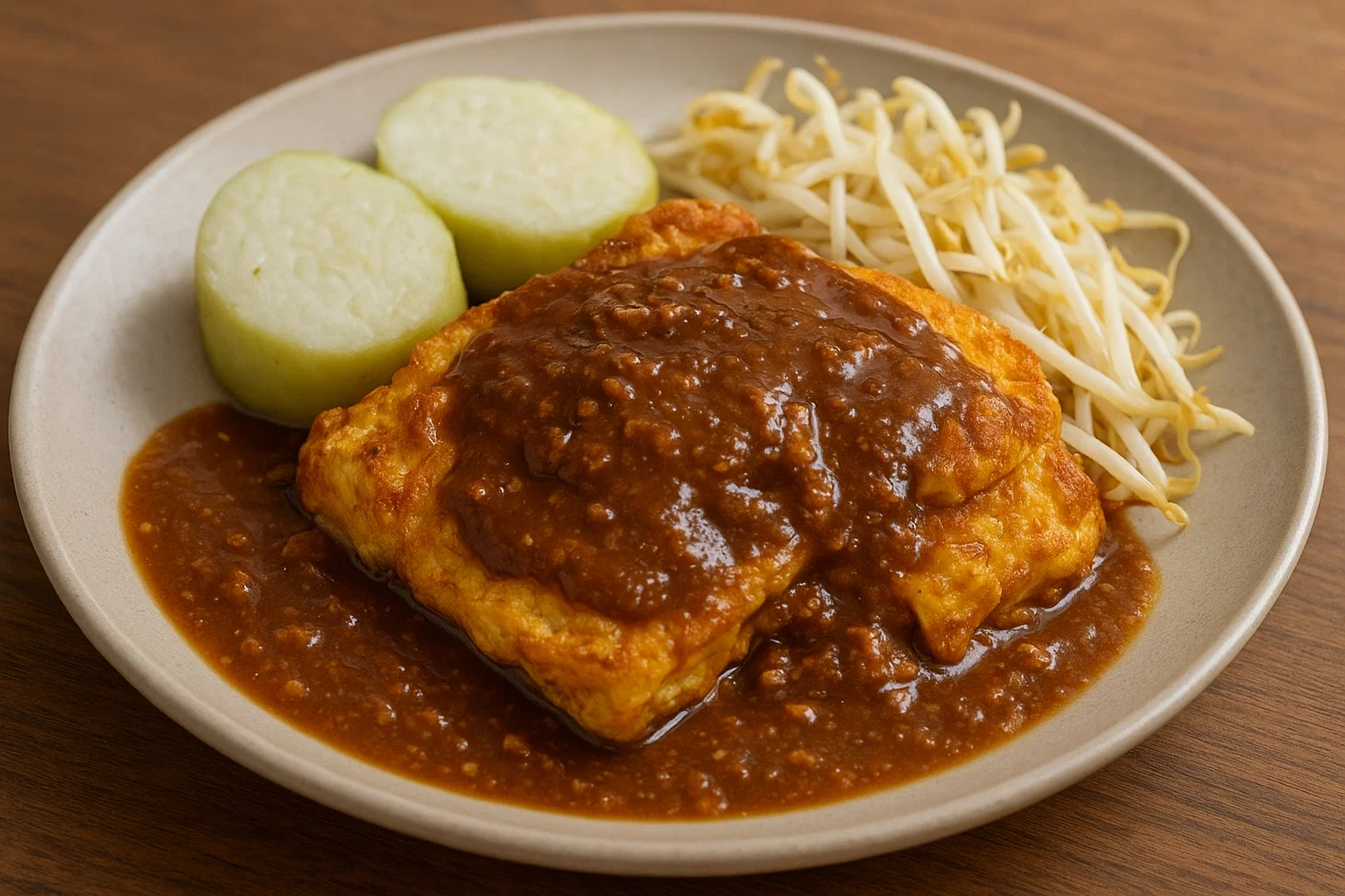Tahu Telur Saus Kacang